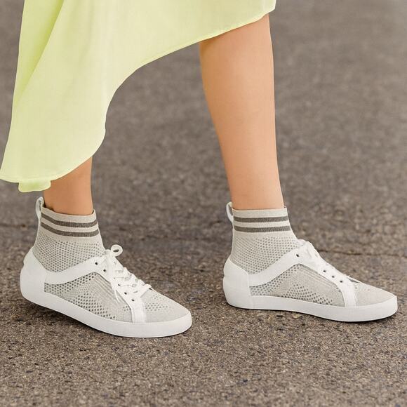 ASH Sock Style Knit High Top Sneakers Gray White Red Star EU 38 - Picture 13 of 13